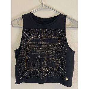 SF Legacy Gold Bedazzled Black Crop Top Size S